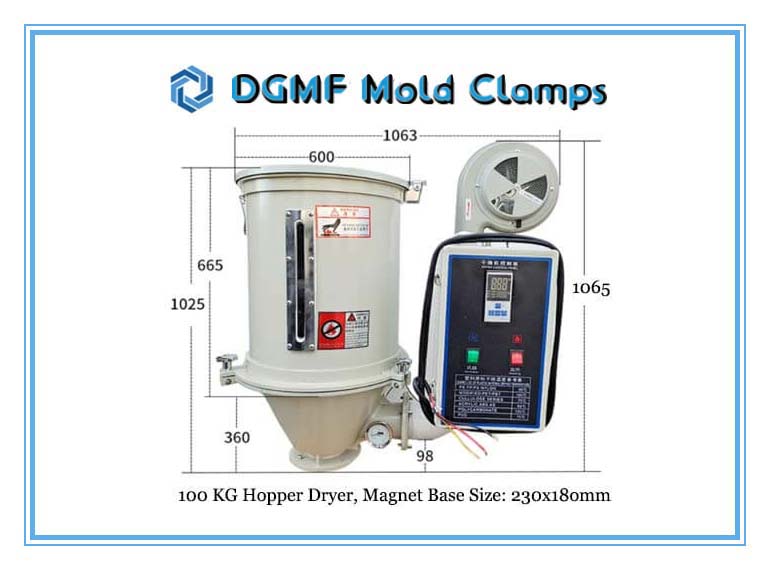 DGMF Mold Clamps Co., Ltd - 100 KG Standard Hopper Dryer Injection Molding Size