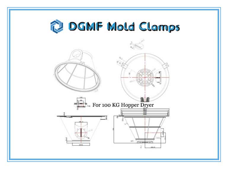 DGMF Mold Clamps Co., Ltd - 100KG Hopper Dryer Shade Separator Aluminum Cone Size