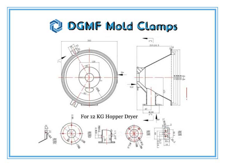 DGMF Mold Clamps Co., Ltd - 12KG Hopper Dryer Shade Separator Aluminum Cone Size