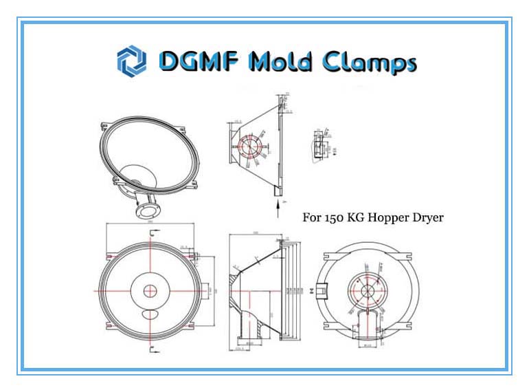 DGMF Mold Clamps Co., Ltd - 150KG Hopper Dryer Shade Separator Aluminum Cone Size