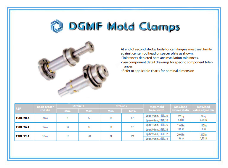 DGMF Mold Clamps Co., Ltd - 2-Stage Ejector Bottom Last TSBL Specifications