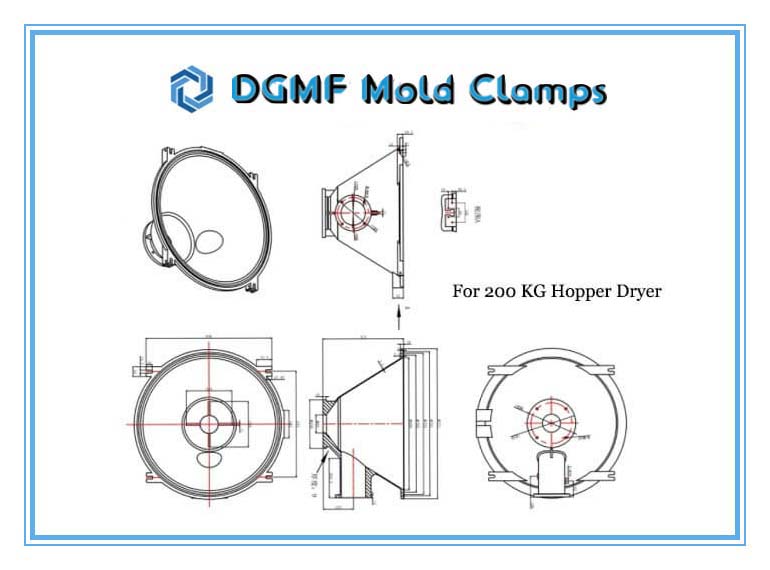 DGMF Mold Clamps Co., Ltd - 200KG Hopper Dryer Shade Separator Aluminum Cone Size