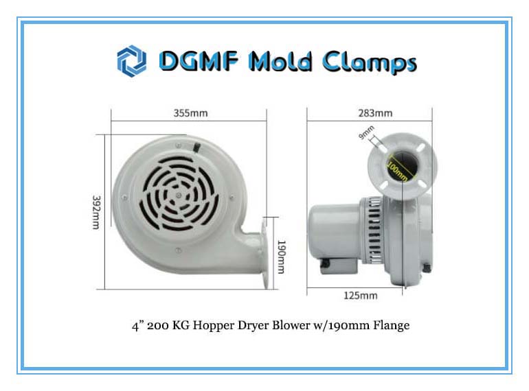 DGMF Mold Clamps Co., Ltd - 4” 200 KG Hopper Dryer Blower 190mm Flange