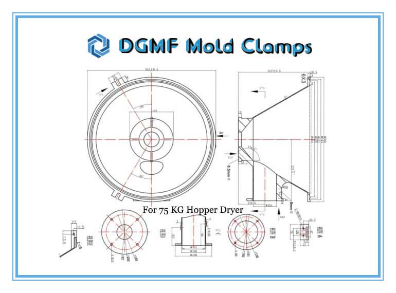 DGMF Mold Clamps Co., Ltd - 75KG Hopper Dryer Shade Separator Aluminum Cone Size