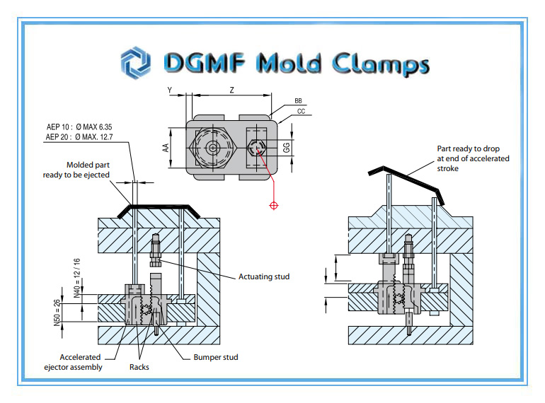 DGMF Mold Clamps Co., Ltd - Accelerated Ejector - Pin Type AEP Installation