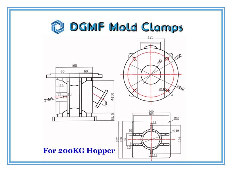 DGMF Mold Clamps Co., Ltd - Aluminum Magnet Base for 200KG Hopper Dryer Injection Molding Machine