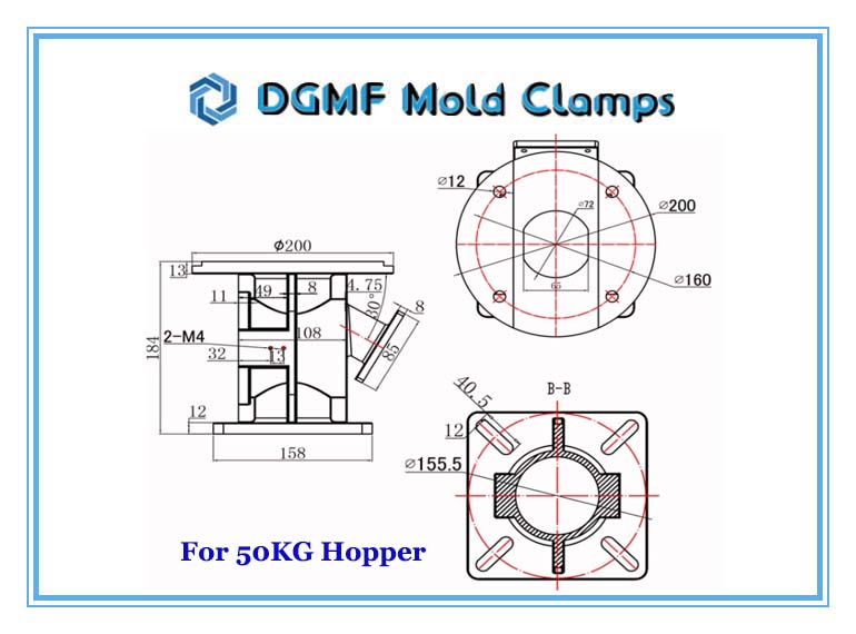 DGMF Mold Clamps Co., Ltd - Aluminum Magnet Base for 50KG Hopper Dryer Injection Molding Machine