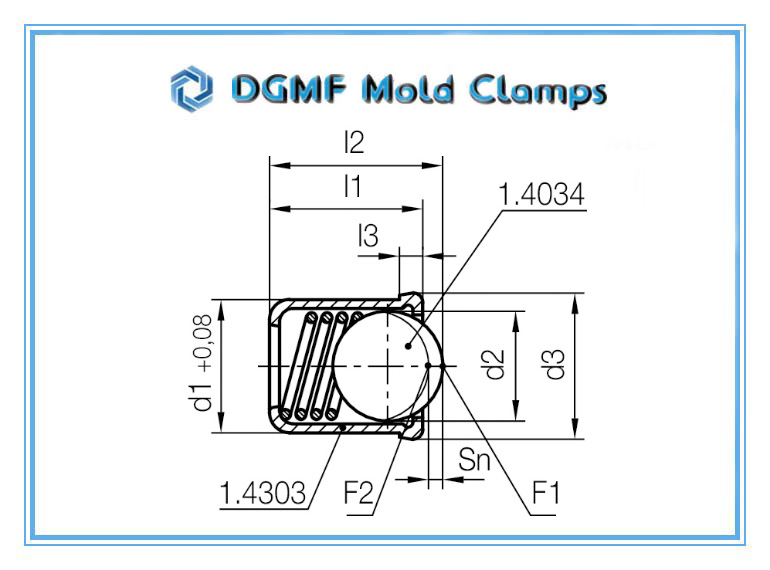 DGMF Mold Clamps Co., Ltd - Ball Catch Spring Plunger Z374 Press Fitting Ball Plunger Drawing