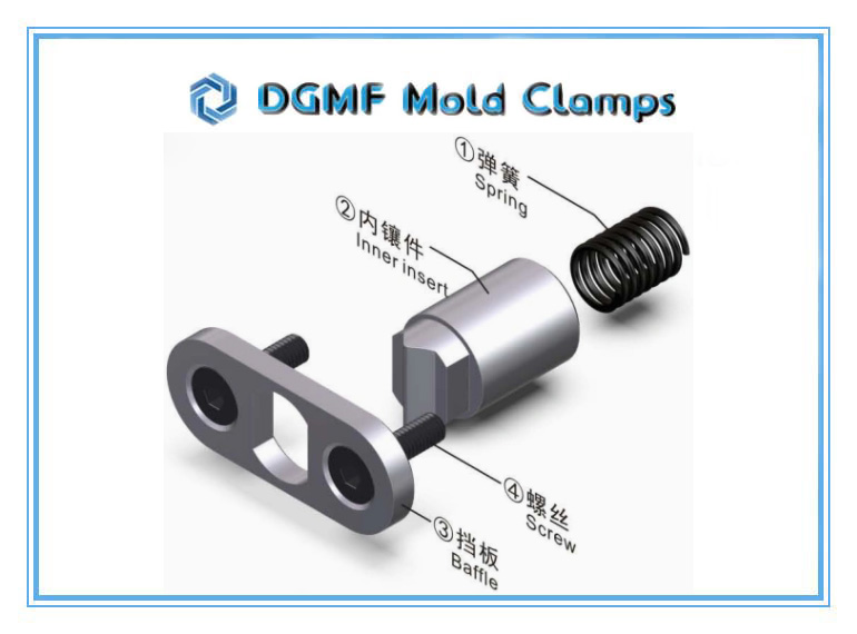 DGMF Mold Clamps Co., Ltd - E3044 Slide Stopper Device With Retainer Plate Component Breakdown