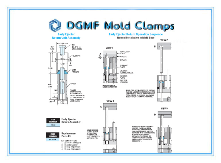 DGMF Mold Clamps Co., Ltd - Early Ejector Return Assembly ER101 ER100 Operation