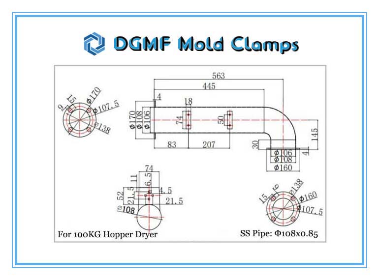 DGMF Mold Clamps Co., Ltd - Hose Hot Air Pipe for Hopper Dryer 100KG Size