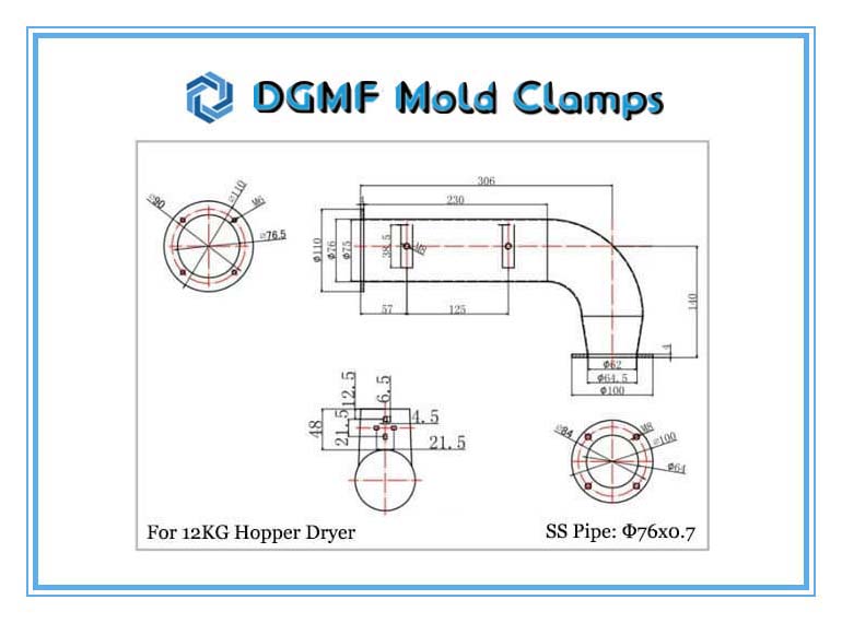 DGMF Mold Clamps Co., Ltd - Hose Hot Air Pipe for Hopper Dryer 12KG Size