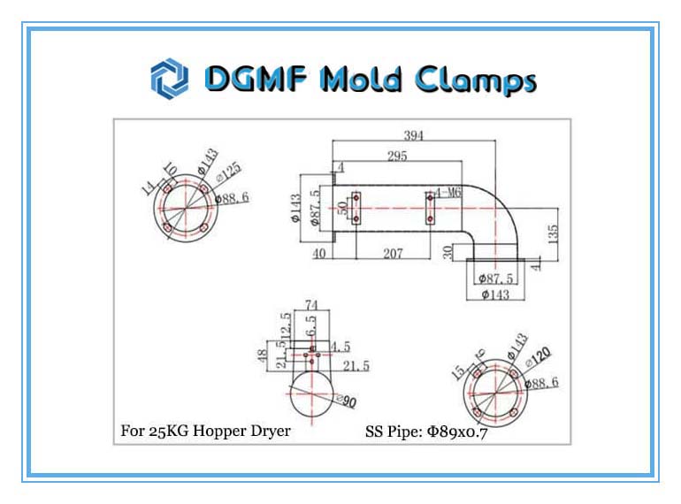 DGMF Mold Clamps Co., Ltd - Hose Hot Air Pipe for Hopper Dryer 25KG Size