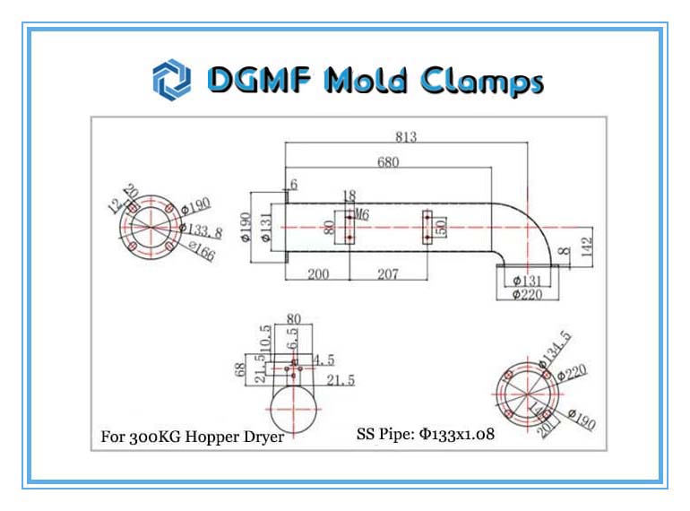 DGMF Mold Clamps Co., Ltd - Hose Hot Air Pipe for Hopper Dryer 300KG Size