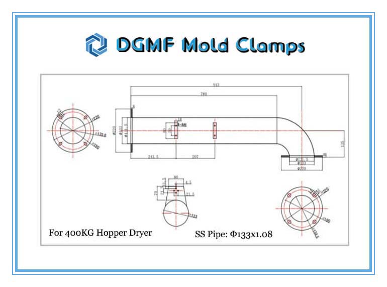 DGMF Mold Clamps Co., Ltd - Hose Hot Air Pipe for Hopper Dryer 400KG Size