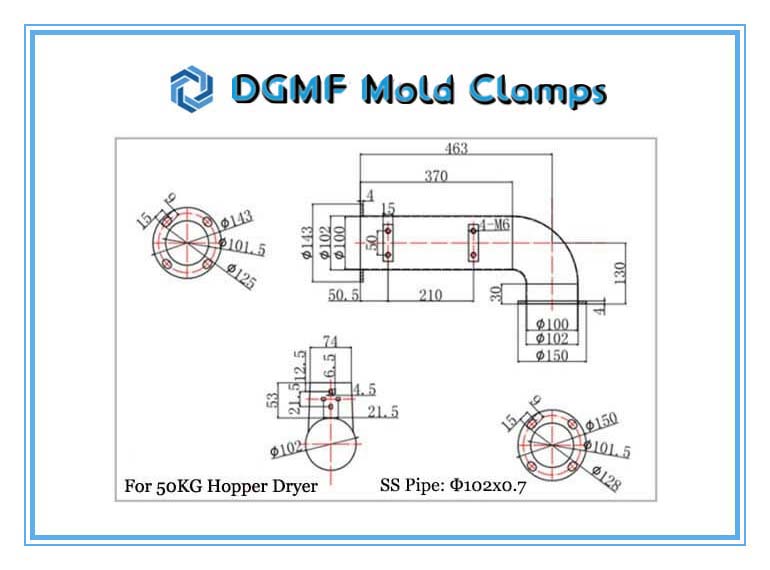 DGMF Mold Clamps Co., Ltd - Hose Hot Air Pipe for Hopper Dryer 50KG Size