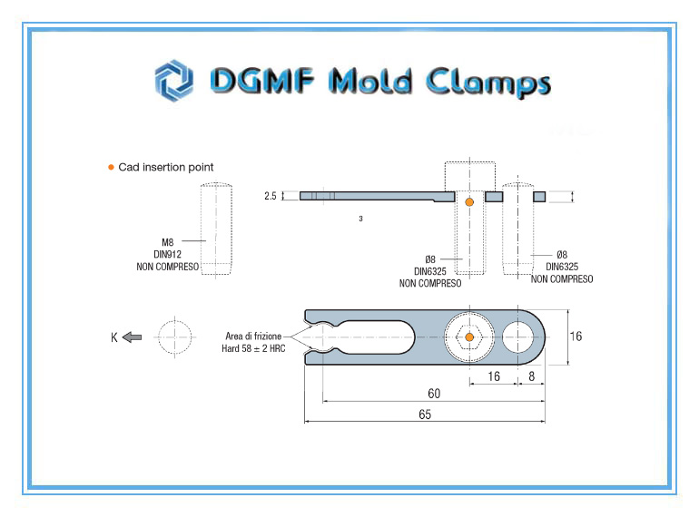 DGMF Mold Clamps Co., Ltd - Injection Mold Component RRM Slide Retainer Drawing