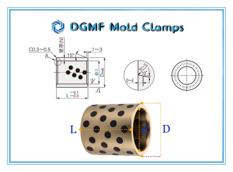 DGMF Mold Clamps Co., Ltd - JDP MPBZ Series Metric Self-Lubricating Straight Bushing Drawing