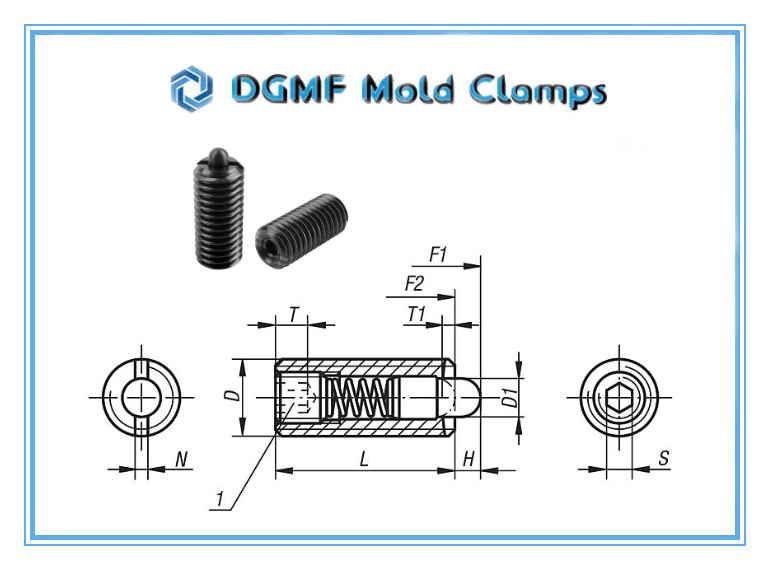 DGMF Mold Clamps Co., Ltd - K0317 Spring Plunger With Hexagon Socket And Thrust Pin Drawing