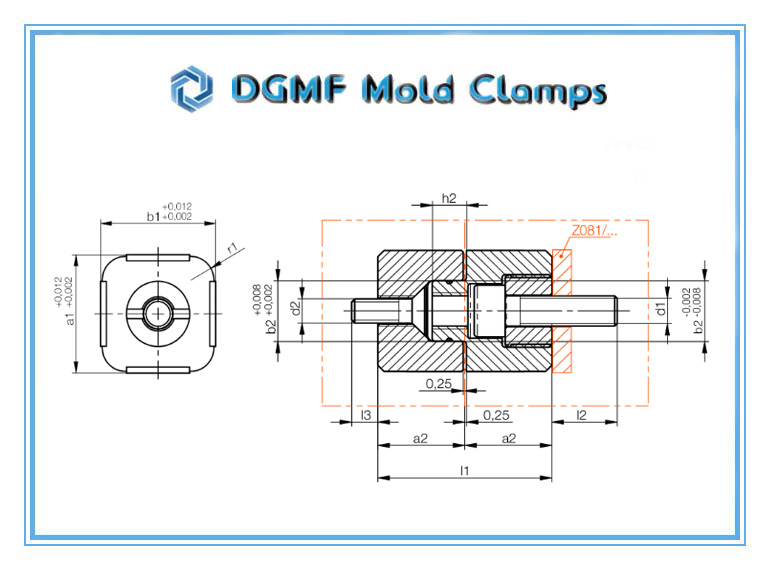 DGMF Mold Clamps Co., Ltd - Locating Unit Z08 Rectangular Block for Plastic Mold Drawing