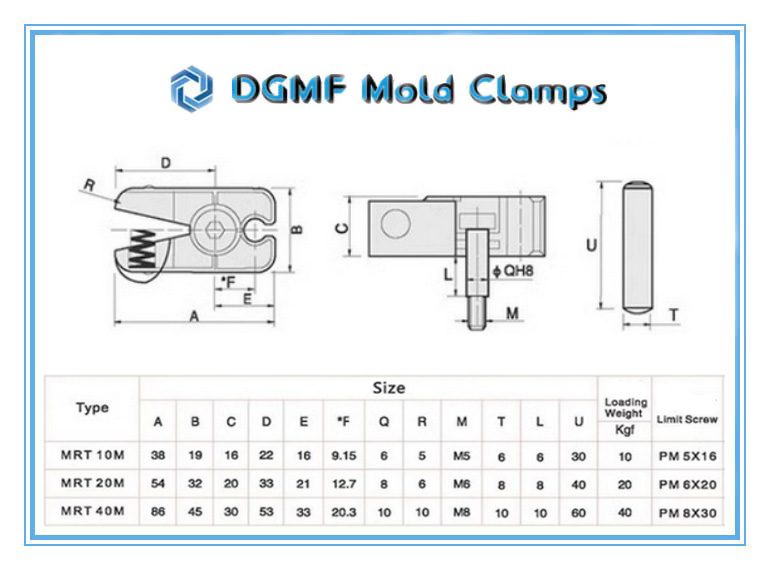 DGMF Mold Clamps Co., Ltd - MRT Slide Retainer Assemblies Drawing and Specification