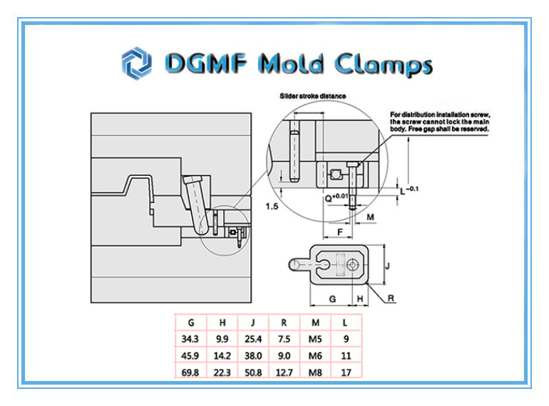 DGMF Mold Clamps Co., Ltd - Metric PSM Slide Retainer Assemblies