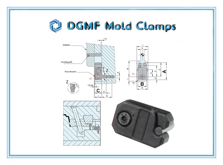 DGMF Mold Clamps Co., Ltd - Metric PSM Slide Retainer Drawing and Installation