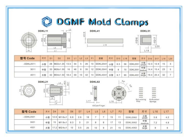 DGMF Mold Clamps Co., Ltd - Mold Component DDKL Internal Latch Lock Unit Drawing and Specifications