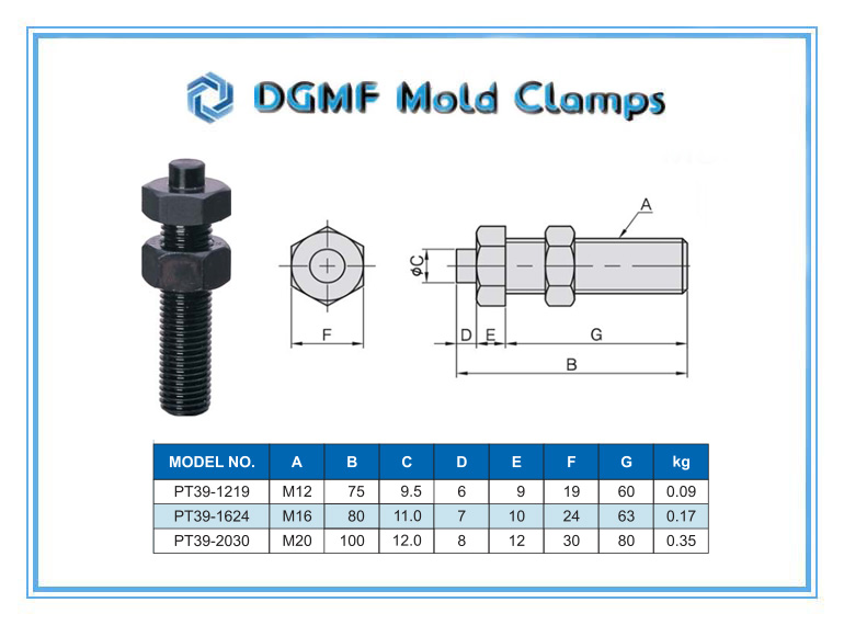 DGMF Mold Clamps Co., Ltd - PT39 Clamp Rest Machine Tool Fixture Drawing and Specifications