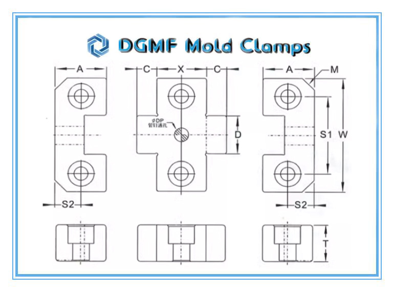 DGMF Mold Clamps Co., Ltd - Parting Line Positioning Side Lock X-Series Tapered Lock Drawing