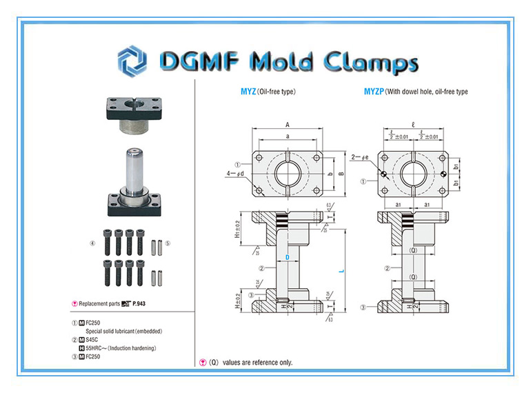 DGMF Mold Clamps Co., Ltd - Plain Guide Post Set MYZ MYZP Drawing