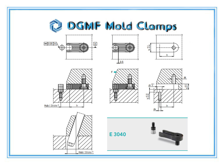 DGMF Mold Clamps Co., Ltd - Plastic Injection Mold Component E 3040 Slide Retainer Installation