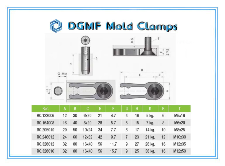 DGMF Mold Clamps Co., Ltd - Plastic Injection Mold Component RRC Slide Retainer Drawing and Specification