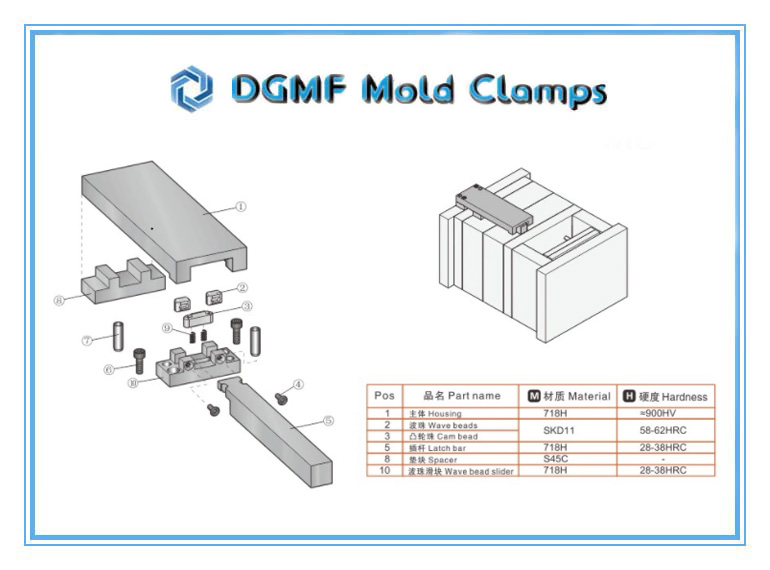 DGMF Mold Clamps Co., Ltd - Plastic Injection Mold Latch Device Z174 Break Down Parts