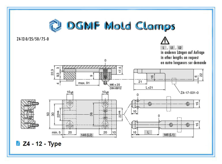 DGMF Mold Clamps Co., Ltd - Plastic Injection Mold Latch Lock Z4-12 Drawing