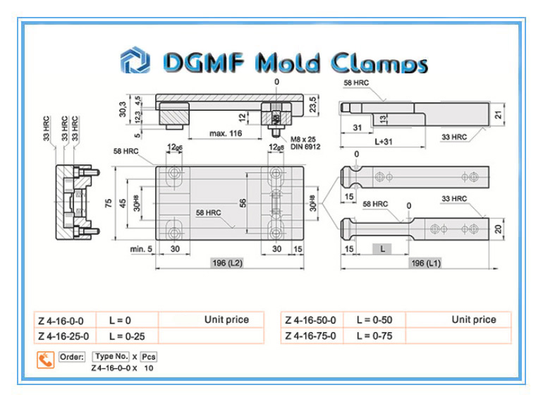 DGMF Mold Clamps Co., Ltd - Plastic Injection Mold Latch Lock Z4-16 Drawing