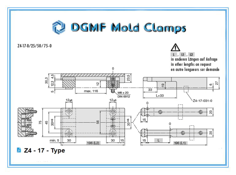 DGMF Mold Clamps Co., Ltd - Plastic Injection Mold Latch Lock Z4-17 Drawing