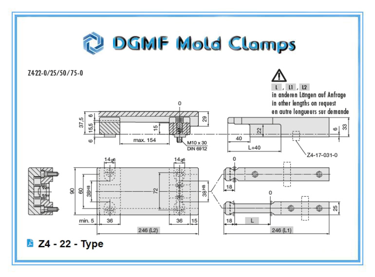 DGMF Mold Clamps Co., Ltd - Plastic Injection Mold Latch Lock Z4-22 Drawing