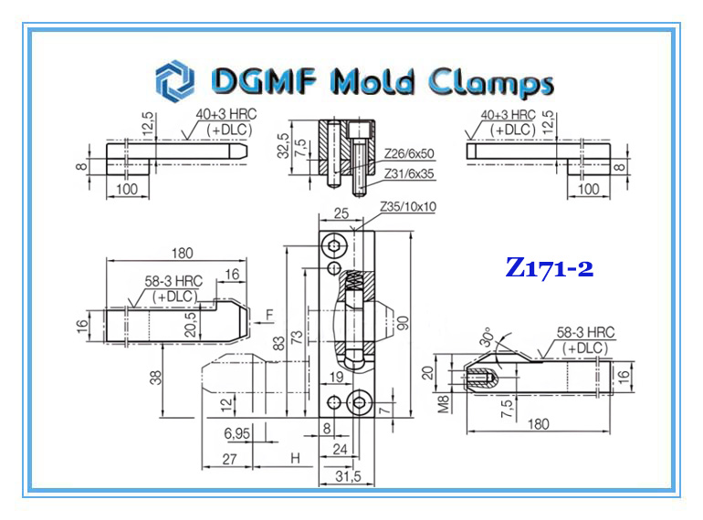 DGMF Mold Clamps Co., Ltd - Plastic Injection Mold Z171-2 Latch Lock Device Drawing