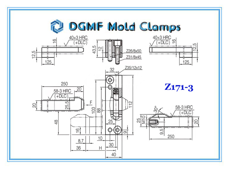 DGMF Mold Clamps Co., Ltd - Plastic Injection Mold Z171-3 Latch Lock Device Drawing