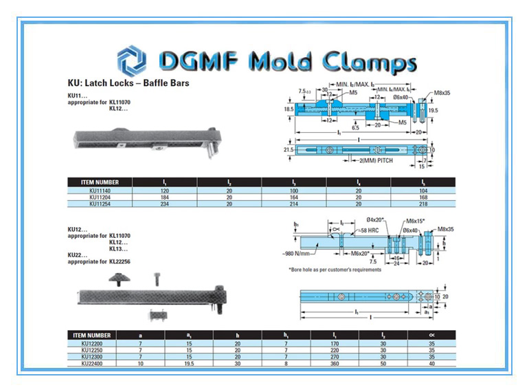 DGMF Mold Clamps Co., Ltd - Plastic Injection Molding Component KU Latch Lock Drawing and Specifications