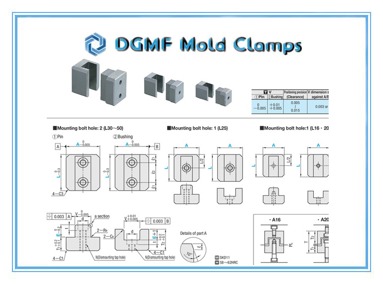 DGMF Mold Clamps Co., Ltd - Positioning Block Set Straight Block PL Installation TBSF Series Drawing