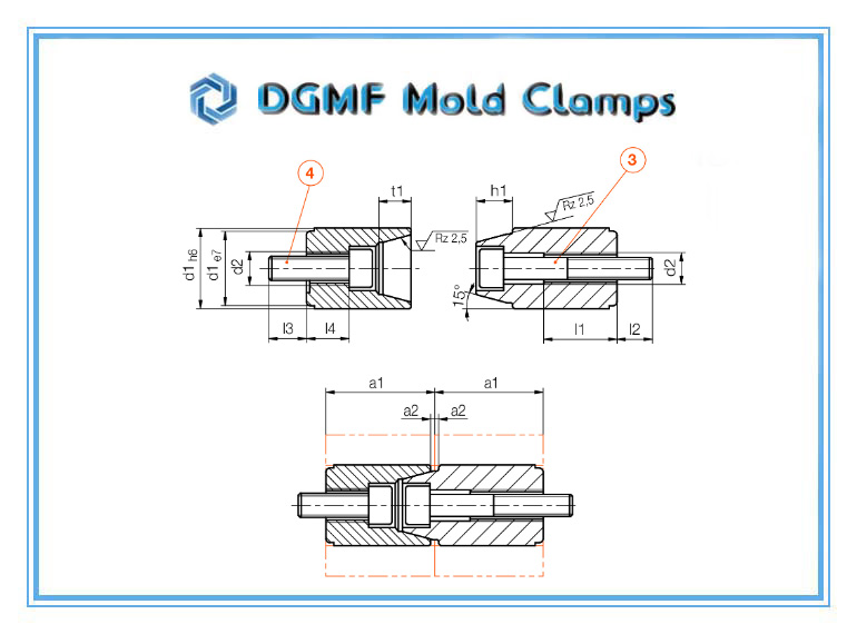 DGMF Mold Clamps Co., Ltd - Round Locating Unit Z051 Conical Interlock Drawing