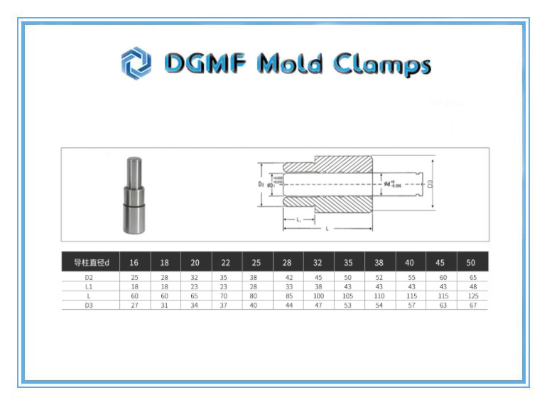 DGMF Mold Clamps Co., Ltd - SGP Removable Type Stripper Guide Post Set Specifications and Drawing