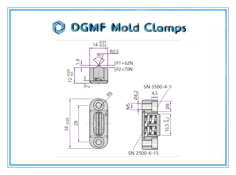 DGMF Mold Clamps Co., Ltd - Slide-Holding Device Z5140 -Type 0 Slide Retainer Drawing