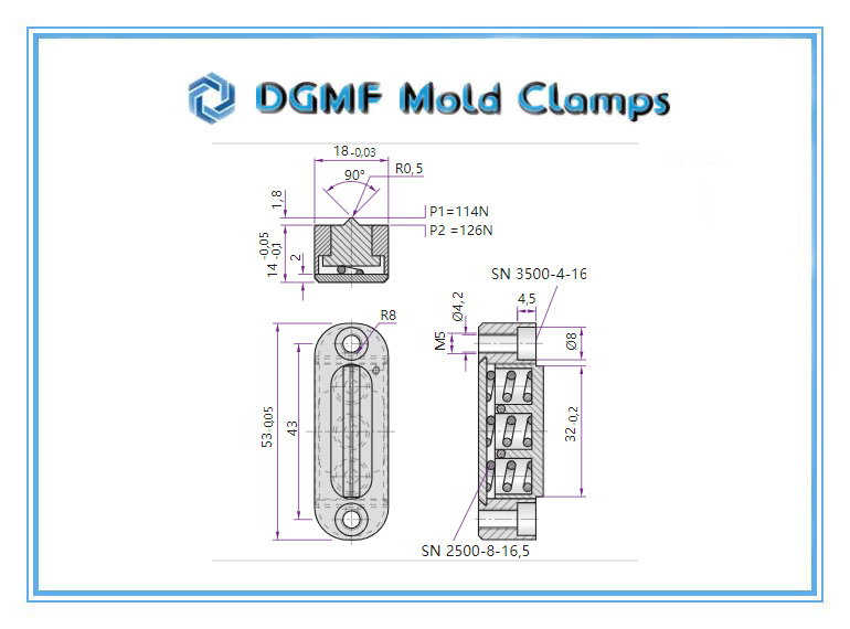 DGMF Mold Clamps Co., Ltd - Slide-Holding Device Z5140 -Type 1 Slide Retainer Drawing