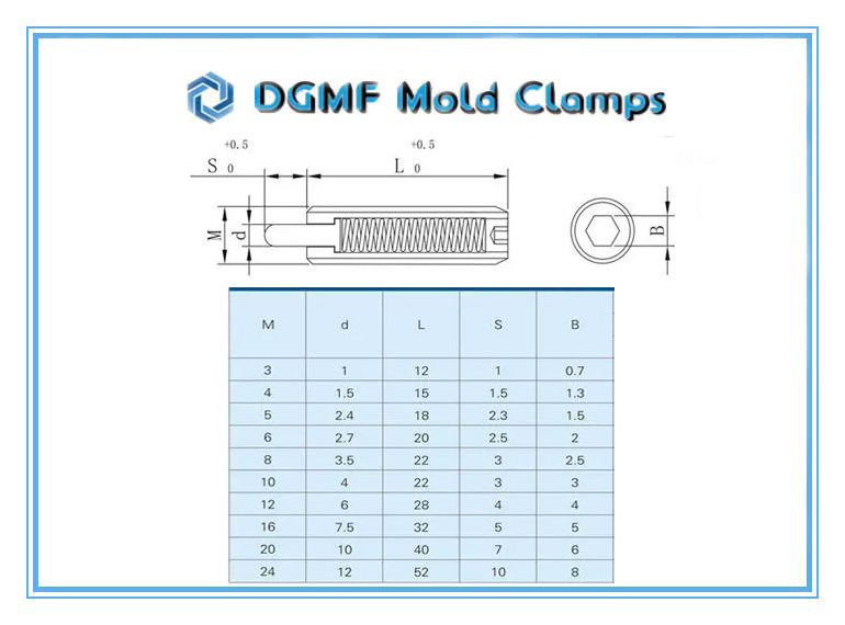 DGMF Mold Clamps Co., Ltd - Stainless Steel GN 616 Spring Plunger Drawing and Specifications