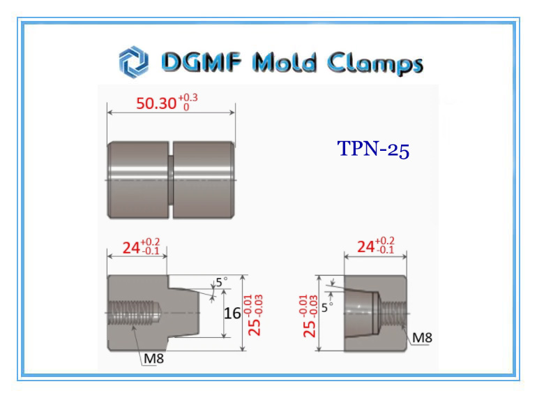 DGMF Mold Clamps Co., Ltd - Standard Type Tapered Pin Set Round Taper Interlock TPN-25 Size