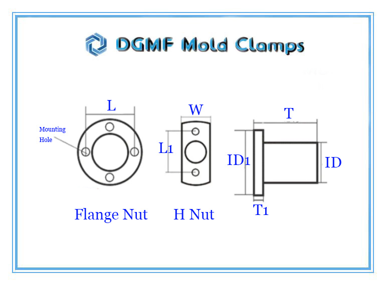 DGMF Mold Clamps Co., Ltd - Trapezoidal H Nut And Flange Nut Drawings