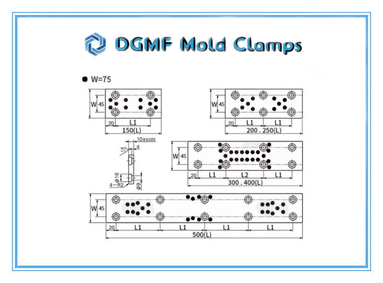 DGMF Mold Clamps Co., Ltd - When Width = 75 Self-Lubricating Wear Plate Drawing